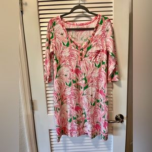 Lilly Pulitzer Palmetto dress in pink flamingoes, Large, worn once
